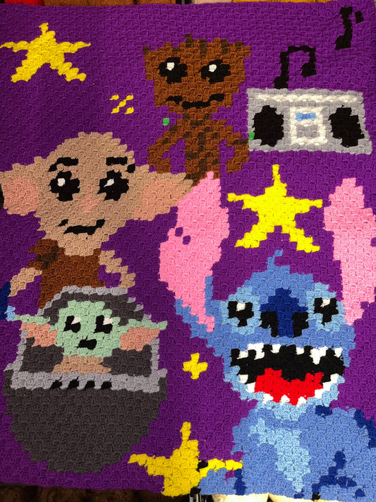 Corner to Corner Character blanket is finished