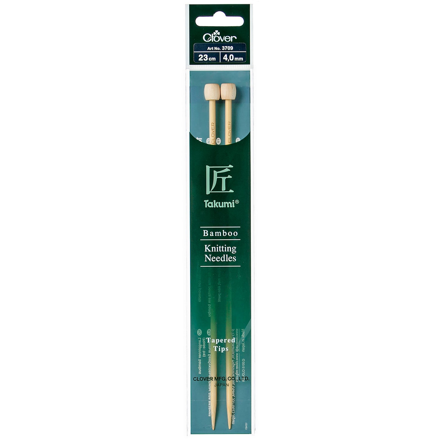 Clover Takumi Bamboo Knitting Pins - Single-Ended, 23cm