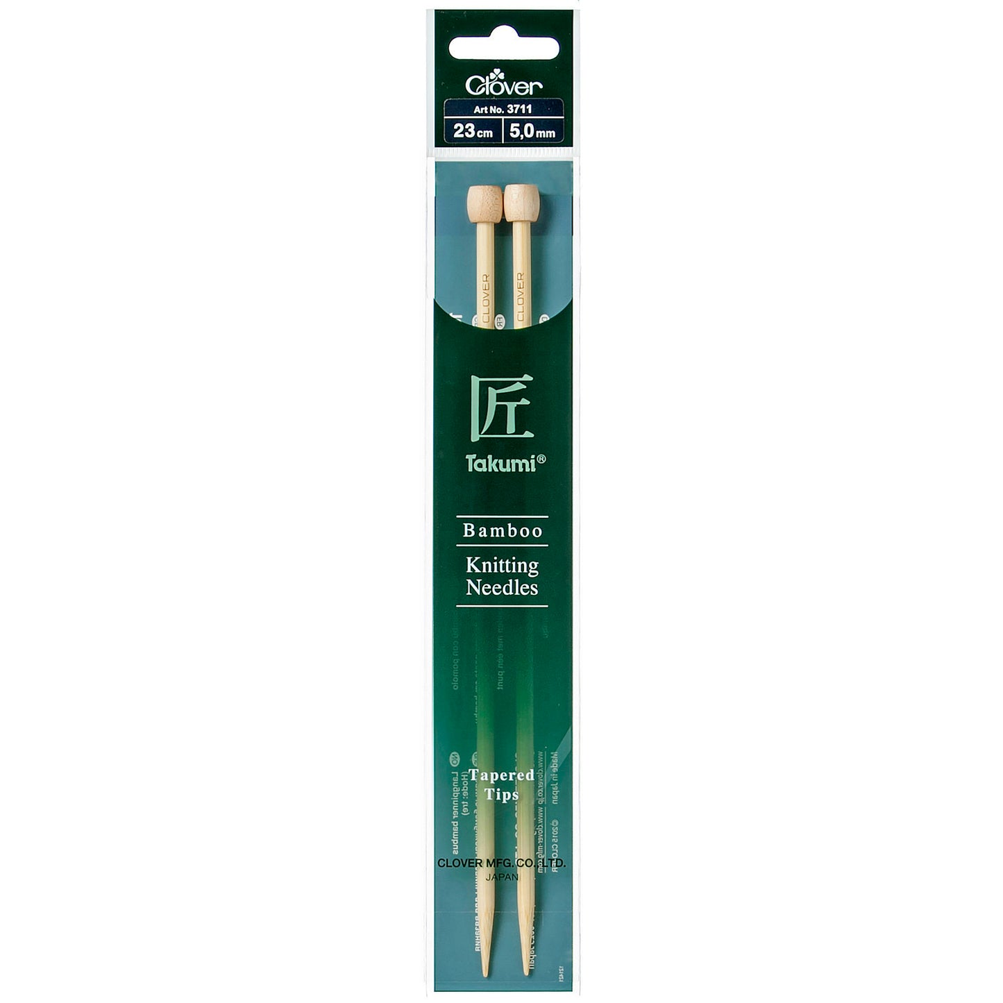 Clover Takumi Bamboo Knitting Pins - Single-Ended, 23cm