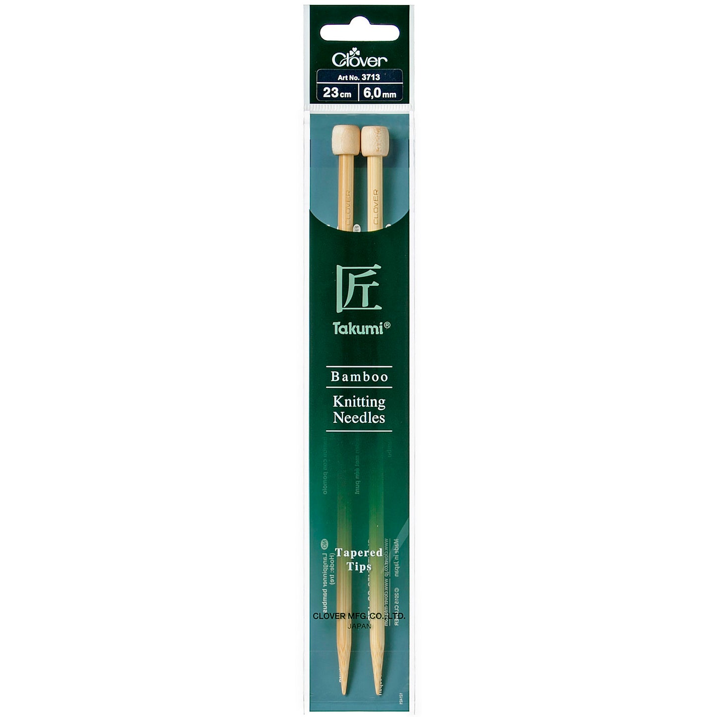 Clover Takumi Bamboo Knitting Pins - Single-Ended, 23cm