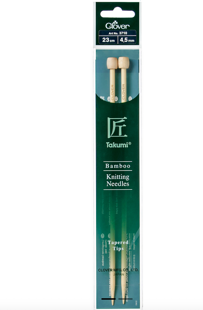 Clover Takumi Bamboo Knitting Pins - Single-Ended, 23cm
