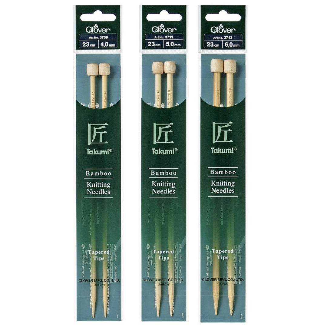 Clover Takumi Bamboo Knitting Pins - Single-Ended, 23cm