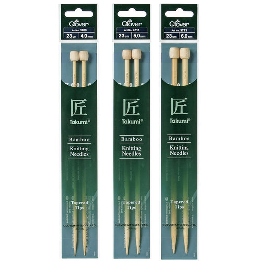 Clover Takumi Bamboo Knitting Pins - Single-Ended, 23cm