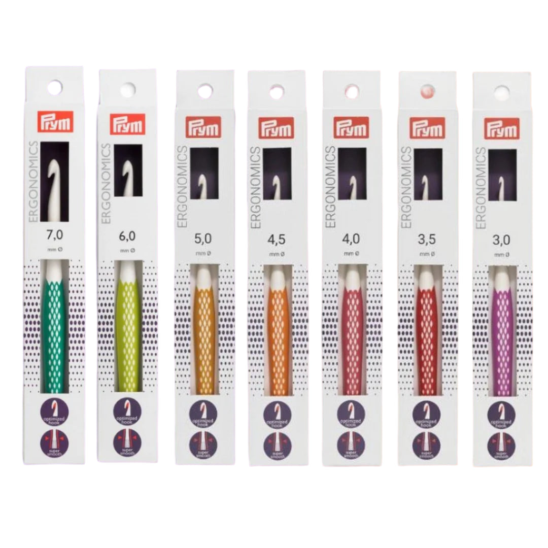 Prym Ergonomic Crochet Hooks sizes 3.0-7.0mm