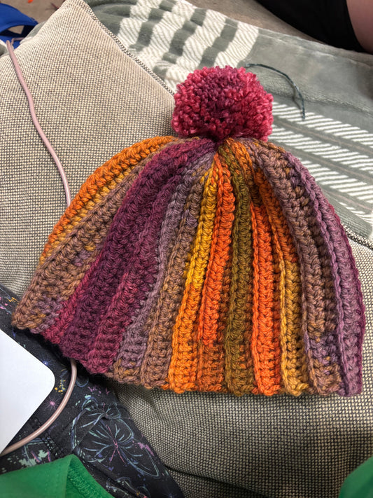 Chunky Half Double Crochet Hat with a pom pom
